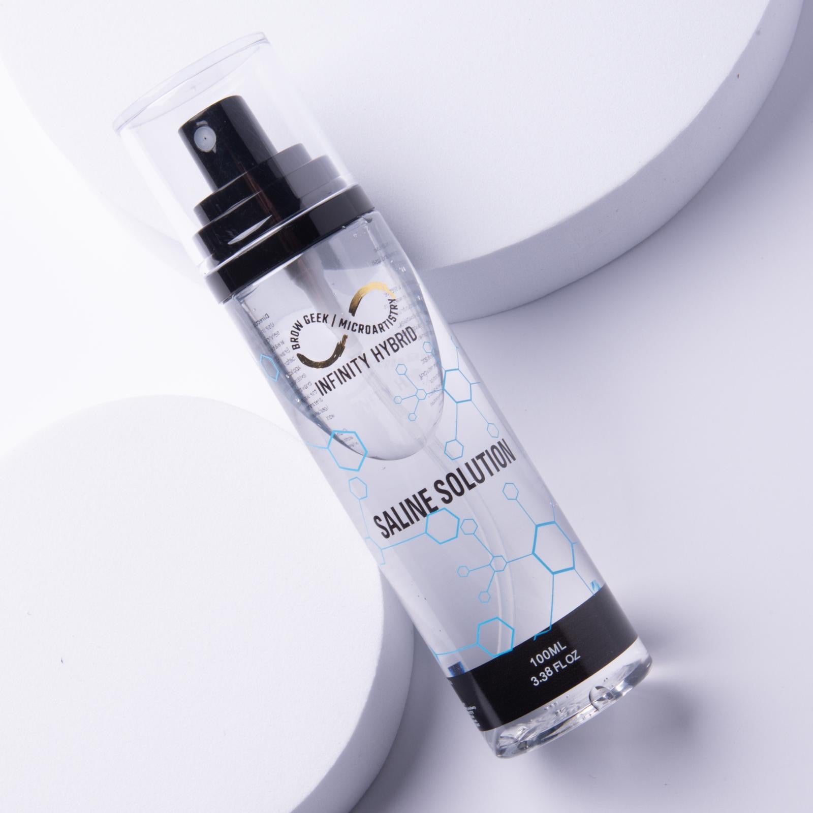 Infinity brow saline solution 100ml clear spray bottle