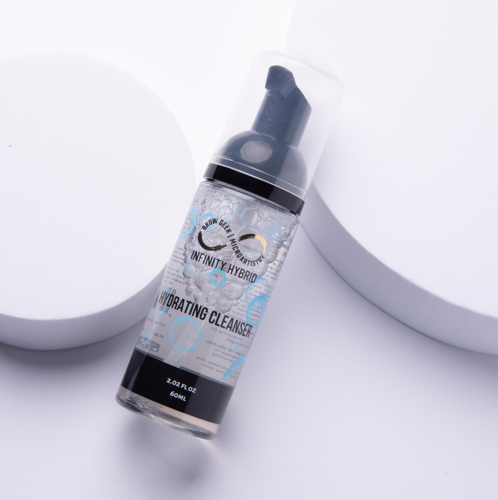 Oil-free brow cleanser and lash shampoo 60ml in cream and olive packaging