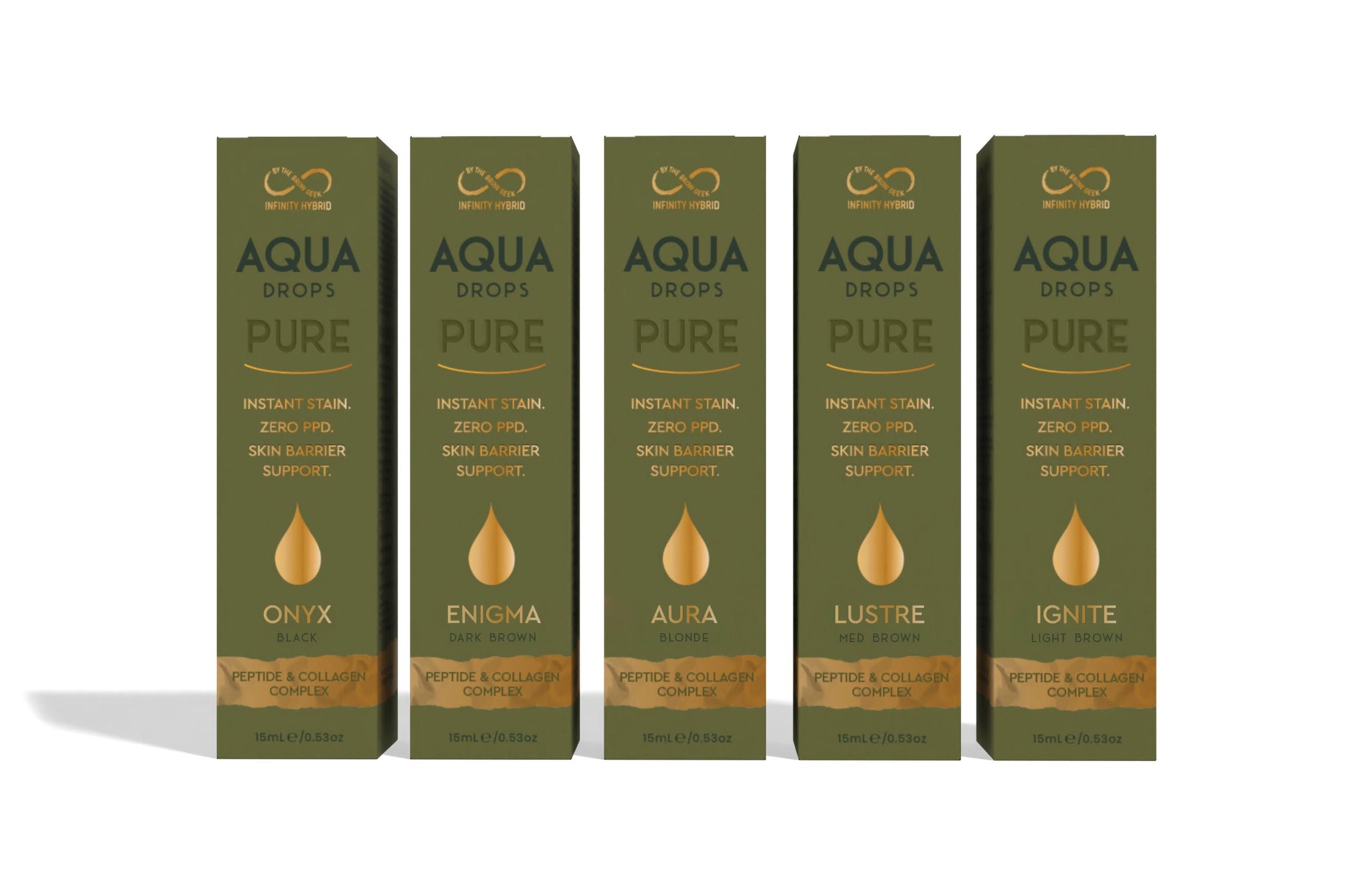 Aqua Drops Pure five shade flat-lay